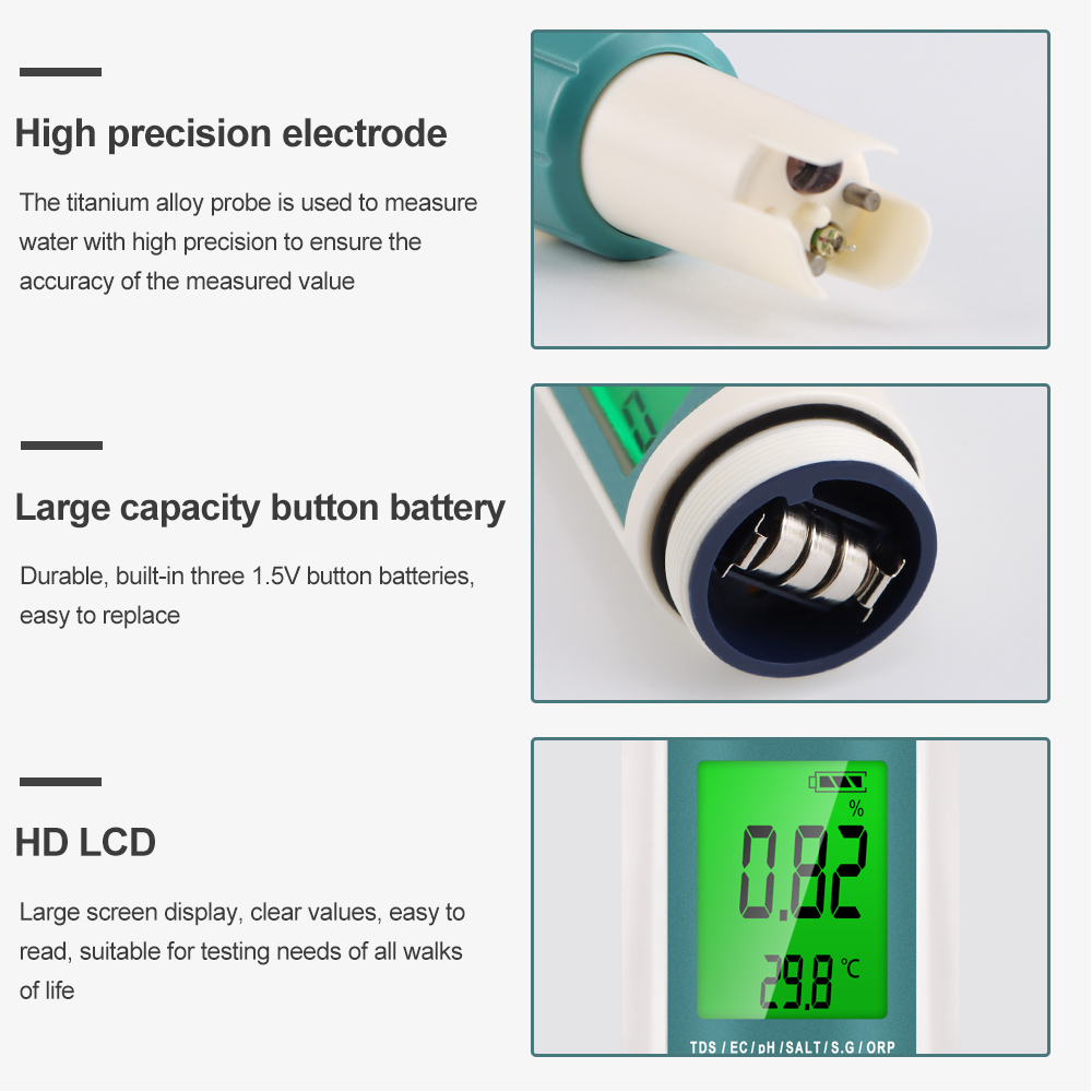 7 in 1 PH TDS EC ORP Salinity  - Ph Meter Digital Water Tester ulasan dan harga