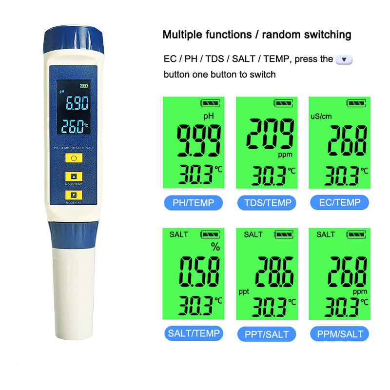 Digital 5-in-1 TDS EC Tester S - Ph Meter Digital Water Tester ulasan dan harga