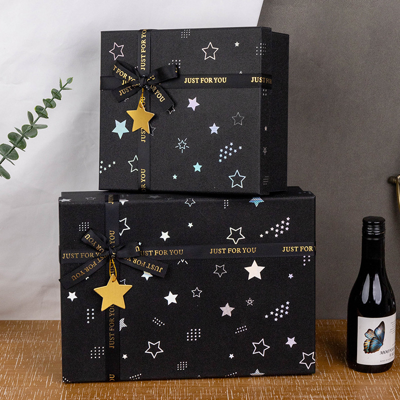 Black Star Gift Box With Ribbo - Packaging ulasan dan harga