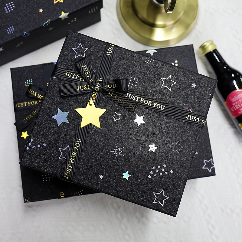 Black Star Gift Box With Ribbo - Packaging ulasan dan harga