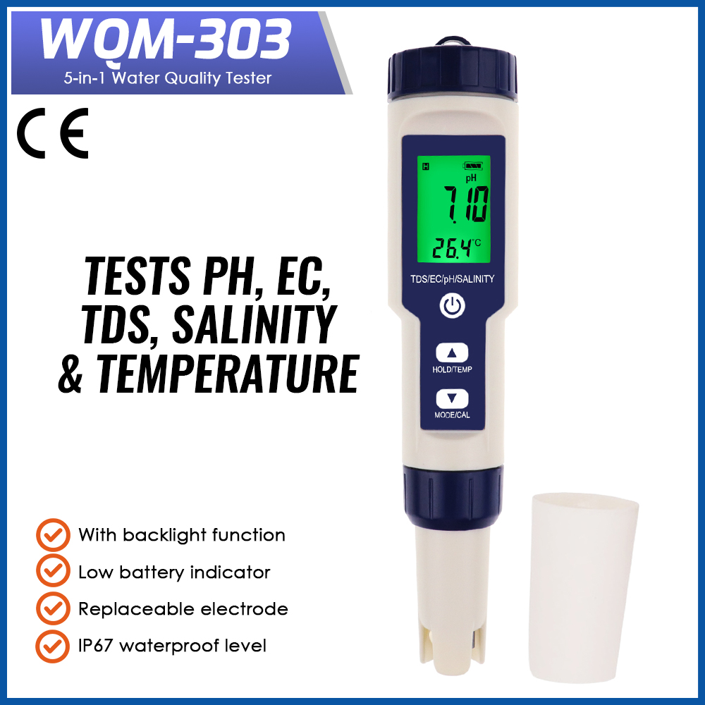 5 IN 1 PH Temperature TDS EC S - Ph Meter Digital Water Tester ulasan dan harga