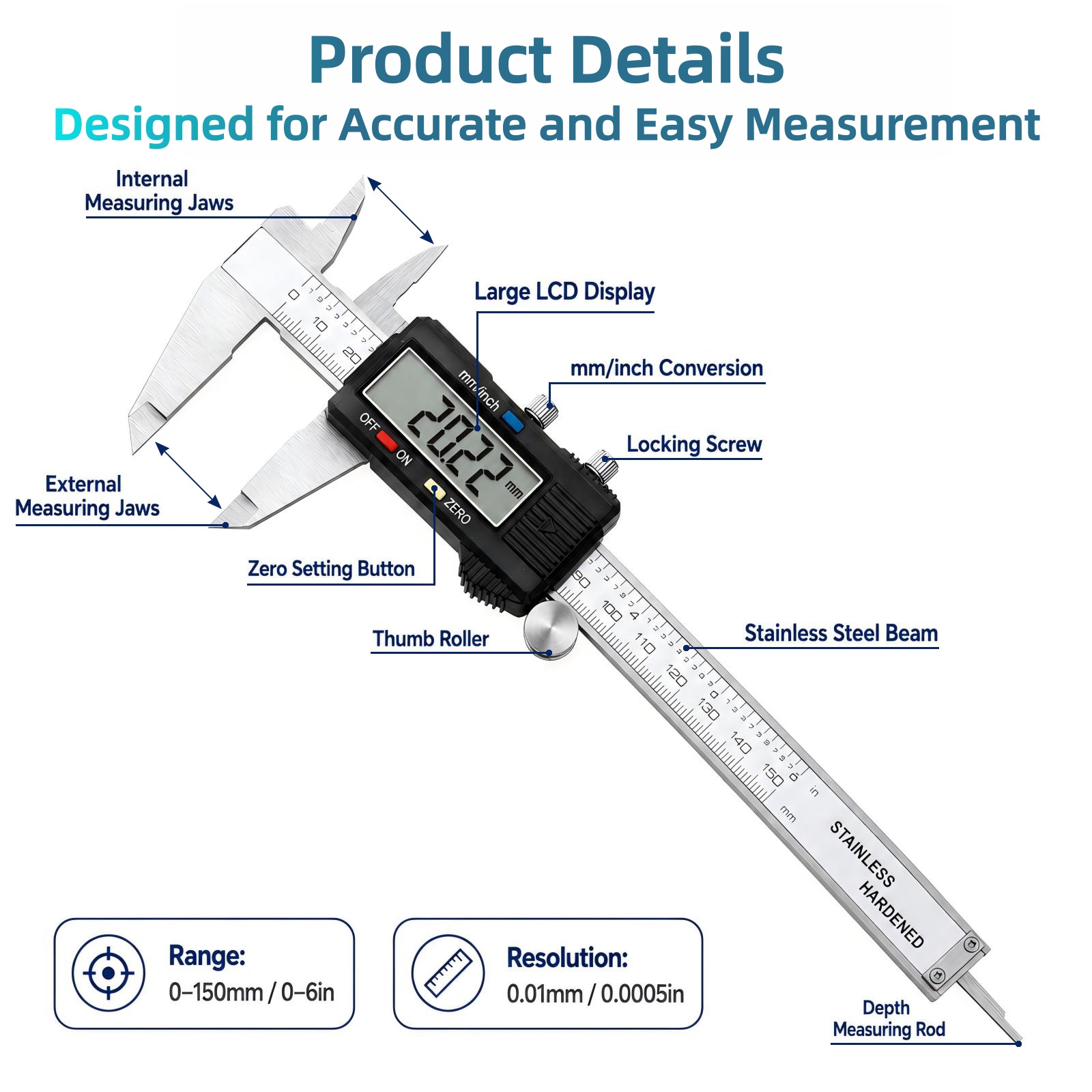 PHYHOO 6inch 150mm Stainless S - Digital Caliper 150Mm Stainless Steel ulasan dan harga
